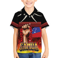 Personalised Samoan Spirit - Samoa Tribal Heritage Family Matching Off Shoulder Maxi Dress and Hawaiian Shirt LT03 Son's Shirt Black - Polynesian Pride