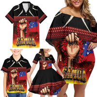 Personalised Samoan Spirit - Samoa Tribal Heritage Family Matching Off Shoulder Short Dress and Hawaiian Shirt LT03 - Polynesian Pride