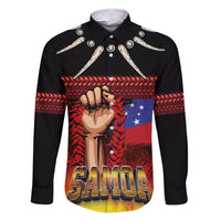 Personalised Samoan Spirit - Samoa Tribal Heritage Family Matching Short Sleeve Bodycon Dress and Hawaiian Shirt LT03 Dad's Shirt - Long Sleeve Black - Polynesian Pride