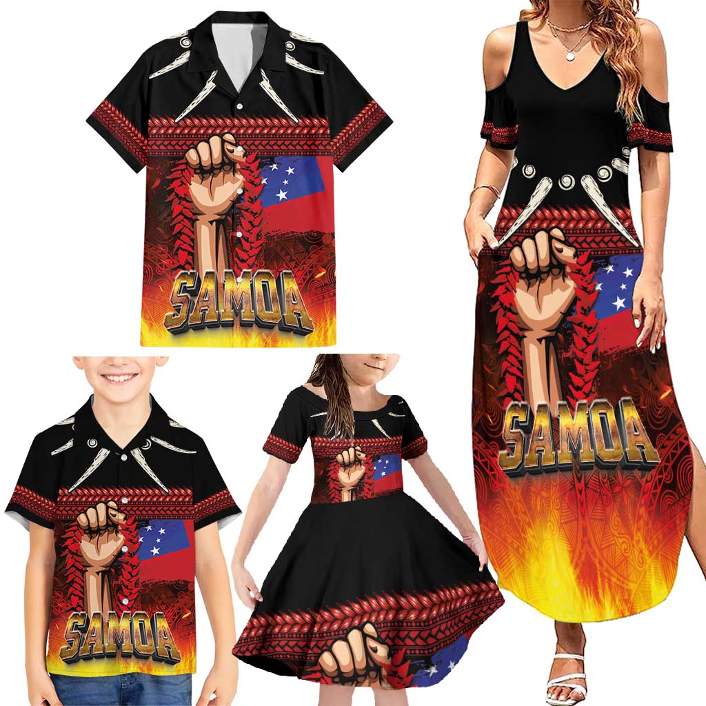 Personalised Samoan Spirit - Samoa Tribal Heritage Family Matching Summer Maxi Dress and Hawaiian Shirt LT03 - Polynesian Pride