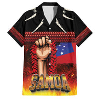 Personalised Samoan Spirit - Samoa Tribal Heritage Family Matching Summer Maxi Dress and Hawaiian Shirt LT03 Dad's Shirt - Short Sleeve Black - Polynesian Pride