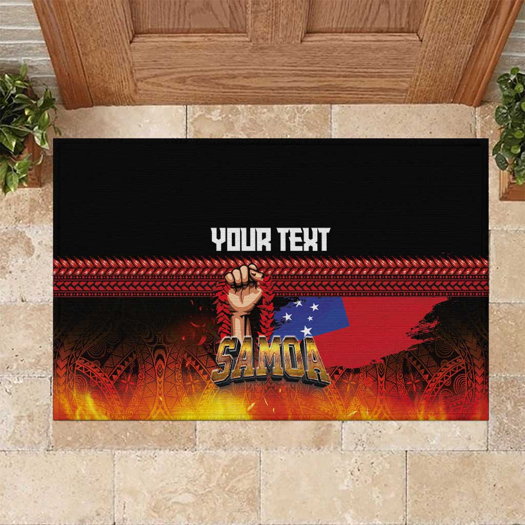 Personalised Samoan Spirit - Samoa Tribal Heritage Rubber Doormat LT03 Black - Polynesian Pride