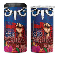 Proud of Samoa 685 4 in 1 Can Cooler Tumbler Ula Nifo and Hibiscus Tapa Tribal Pattern LT03 One Size: 16 oz Blue - Polynesian Pride