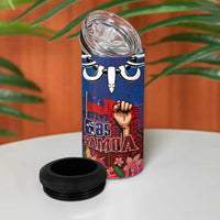 Proud of Samoa 685 4 in 1 Can Cooler Tumbler Ula Nifo and Hibiscus Tapa Tribal Pattern LT03 - Polynesian Pride