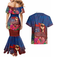 Proud of Samoa Couples Matching Mermaid Dress and Hawaiian Shirt Ula Nifo with Samoa 685 and Hibiscus Tapa Tribal Pattern LT03 - Polynesian Pride