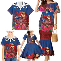 Proud of Samoa Family Matching Mermaid Dress and Hawaiian Shirt Ula Nifo with Samoa 685 and Hibiscus Tapa Tribal Pattern LT03 - Polynesian Pride