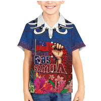 Proud of Samoa Family Matching Mermaid Dress and Hawaiian Shirt Ula Nifo with Samoa 685 and Hibiscus Tapa Tribal Pattern LT03 Son's Shirt Blue - Polynesian Pride