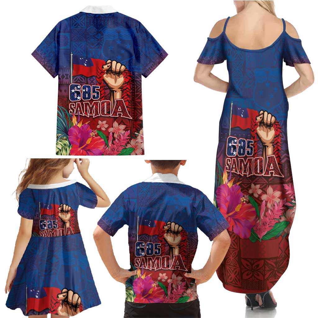 Proud of Samoa Family Matching Summer Maxi Dress and Hawaiian Shirt Ula Nifo with Samoa 685 and Hibiscus Tapa Tribal Pattern LT03 - Polynesian Pride