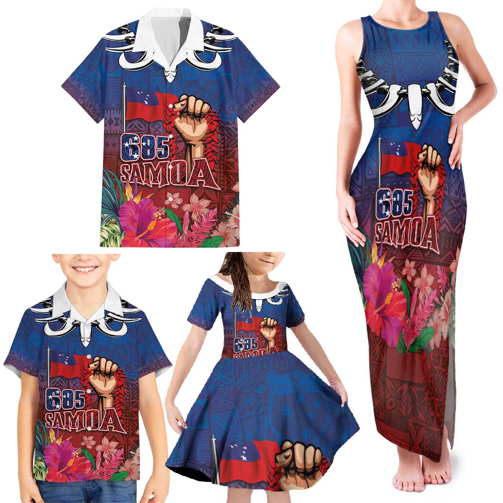 Proud of Samoa Family Matching Tank Maxi Dress and Hawaiian Shirt Ula Nifo with Samoa 685 and Hibiscus Tapa Tribal Pattern LT03 - Polynesian Pride