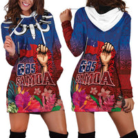 Proud of Samoa Hoodie Dress Ula Nifo with Samoa 685 and Hibiscus Tapa Tribal Pattern LT03 - Polynesian Pride