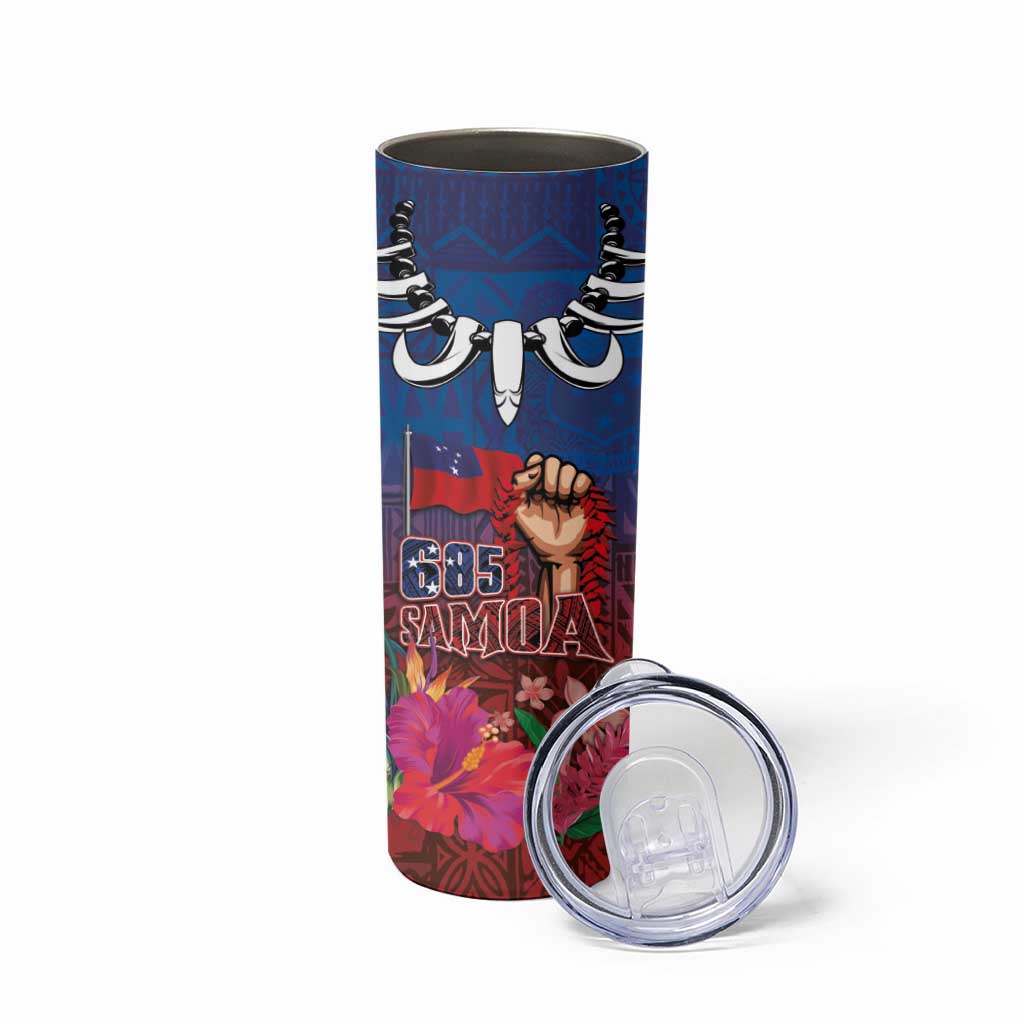 Proud of Samoa 685 Skinny Tumbler Ula Nifo and Hibiscus Tapa Tribal Pattern LT03 - Polynesian Pride