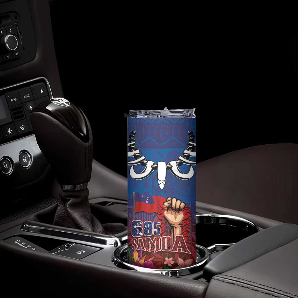 Proud of Samoa 685 Skinny Tumbler Ula Nifo and Hibiscus Tapa Tribal Pattern LT03 - Polynesian Pride