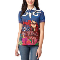 Proud of Samoa Women Polo Shirt Ula Nifo with Samoa 685 and Hibiscus Tapa Tribal Pattern
