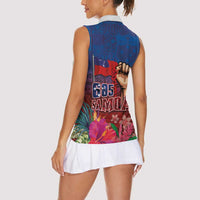 Proud of Samoa Women Sleeveless Polo Shirt Ula Nifo with Samoa 685 and Hibiscus Tapa Tribal Pattern LT03 - Polynesian Pride