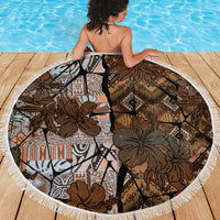 Fiji Masi Tapa Tribal Beach Blanket Old Hibiscus Vintage Style LT03 - Polynesian Pride