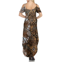 Fiji Masi Tapa Tribal Family Matching Summer Maxi Dress and Hawaiian Shirt Old Hibiscus Vintage Style LT03 - Polynesian Pride