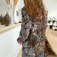 Fiji Masi Tapa Tribal Women Casual Shirt Old Hibiscus Vintage Style LT03 - Polynesian Pride