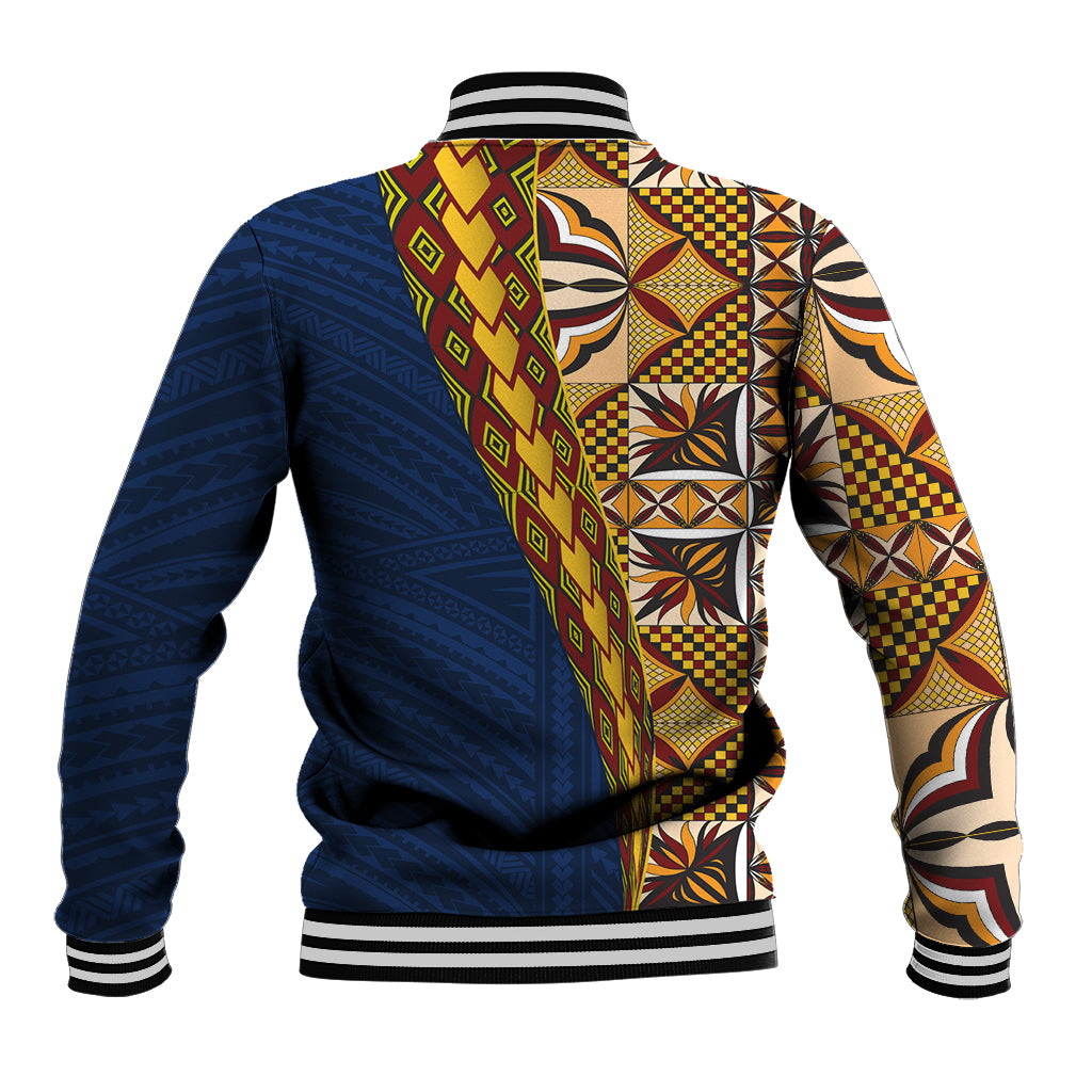 Samoan Siapo Baseball Jacket Tatau Pattern Half Style LT03 - Polynesian Pride
