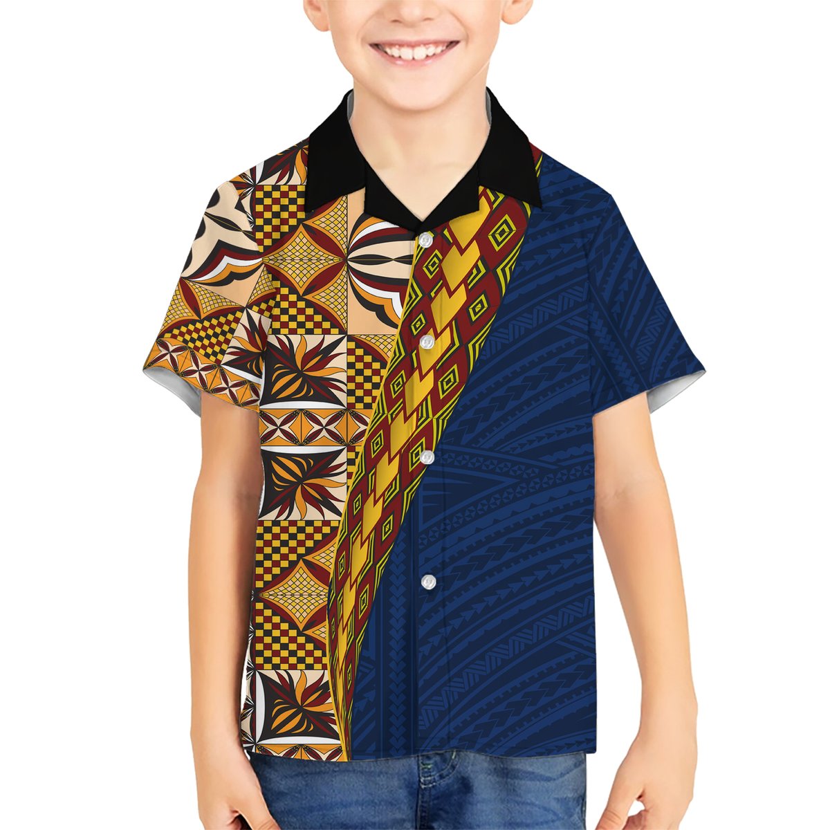 Samoan Siapo Hawaiian Shirt Tatau Pattern Half Style LT03 - Polynesian Pride
