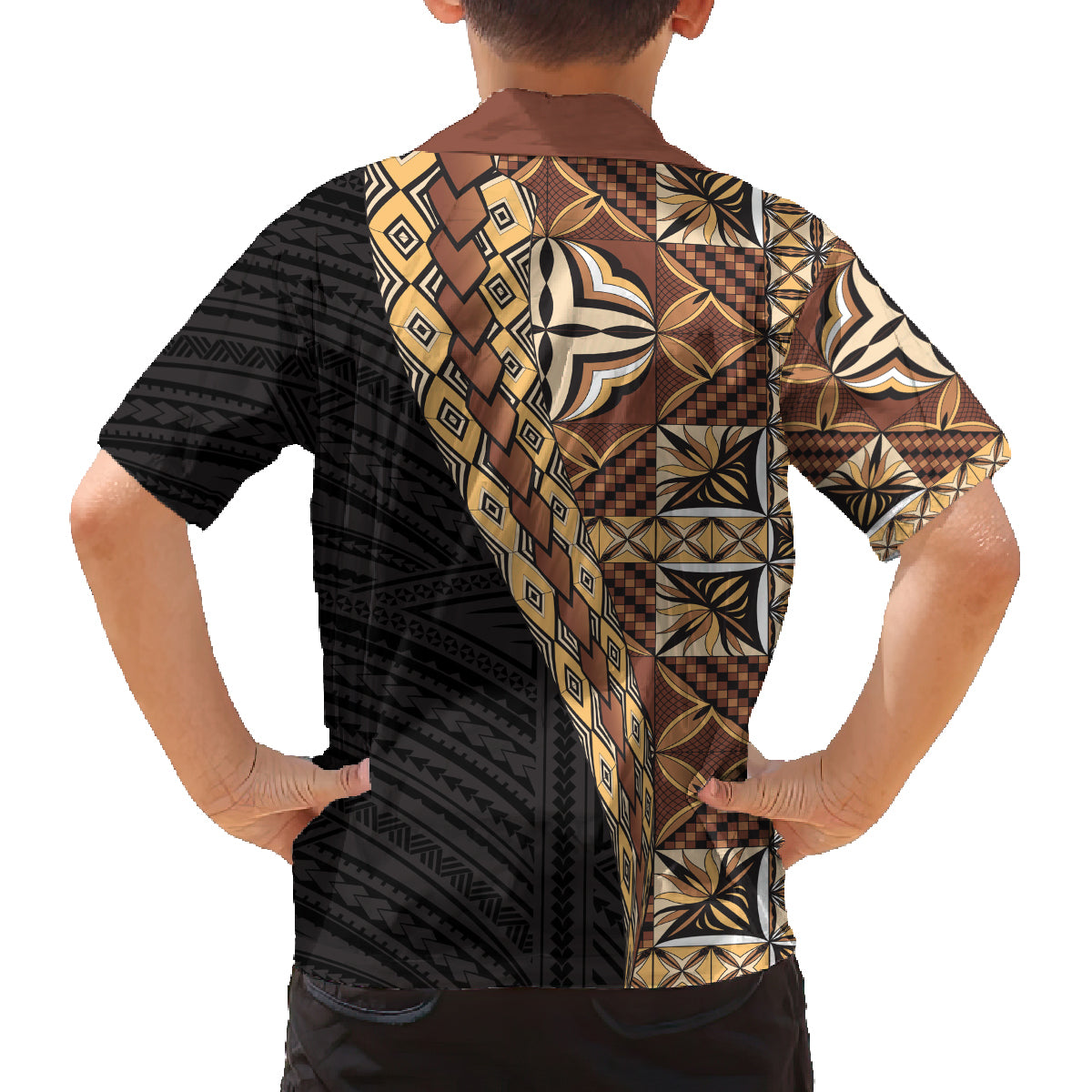 Samoan Siapo Family Matching Off Shoulder Long Sleeve Dress and Hawaiian Shirt Tatau Pattern Half Style Retro Mode LT03 - Polynesian Pride