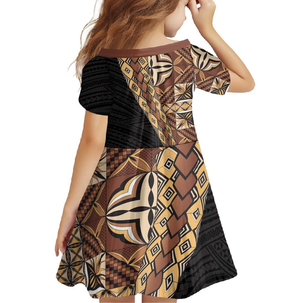Samoan Siapo Family Matching Short Sleeve Bodycon Dress and Hawaiian Shirt - Tatau Pattern Half Style Retro Mode LT03