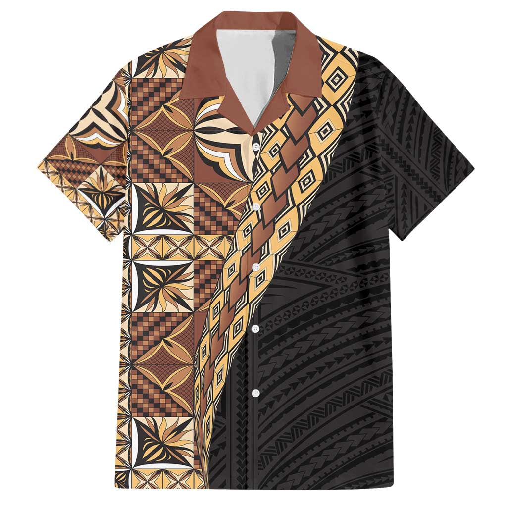 Samoan Siapo Family Matching Short Sleeve Bodycon Dress and Hawaiian Shirt - Tatau Pattern Half Style Retro Mode LT03