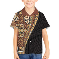 Samoan Siapo Family Matching Short Sleeve Bodycon Dress and Hawaiian Shirt - Tatau Pattern Half Style Retro Mode LT03