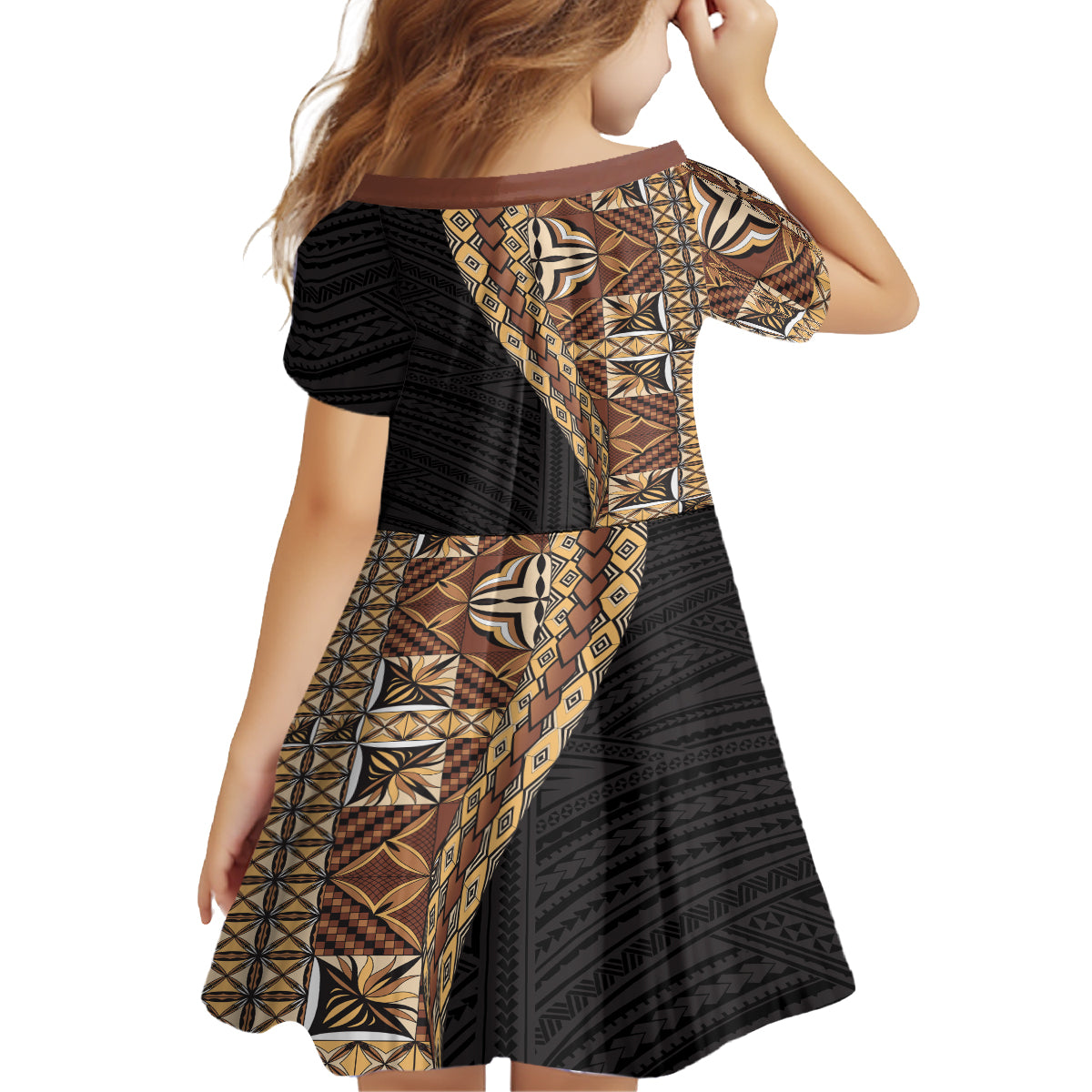 Samoan Siapo Family Matching Summer Maxi Dress and Hawaiian Shirt Tatau Pattern Half Style Retro Mode LT03 - Polynesian Pride
