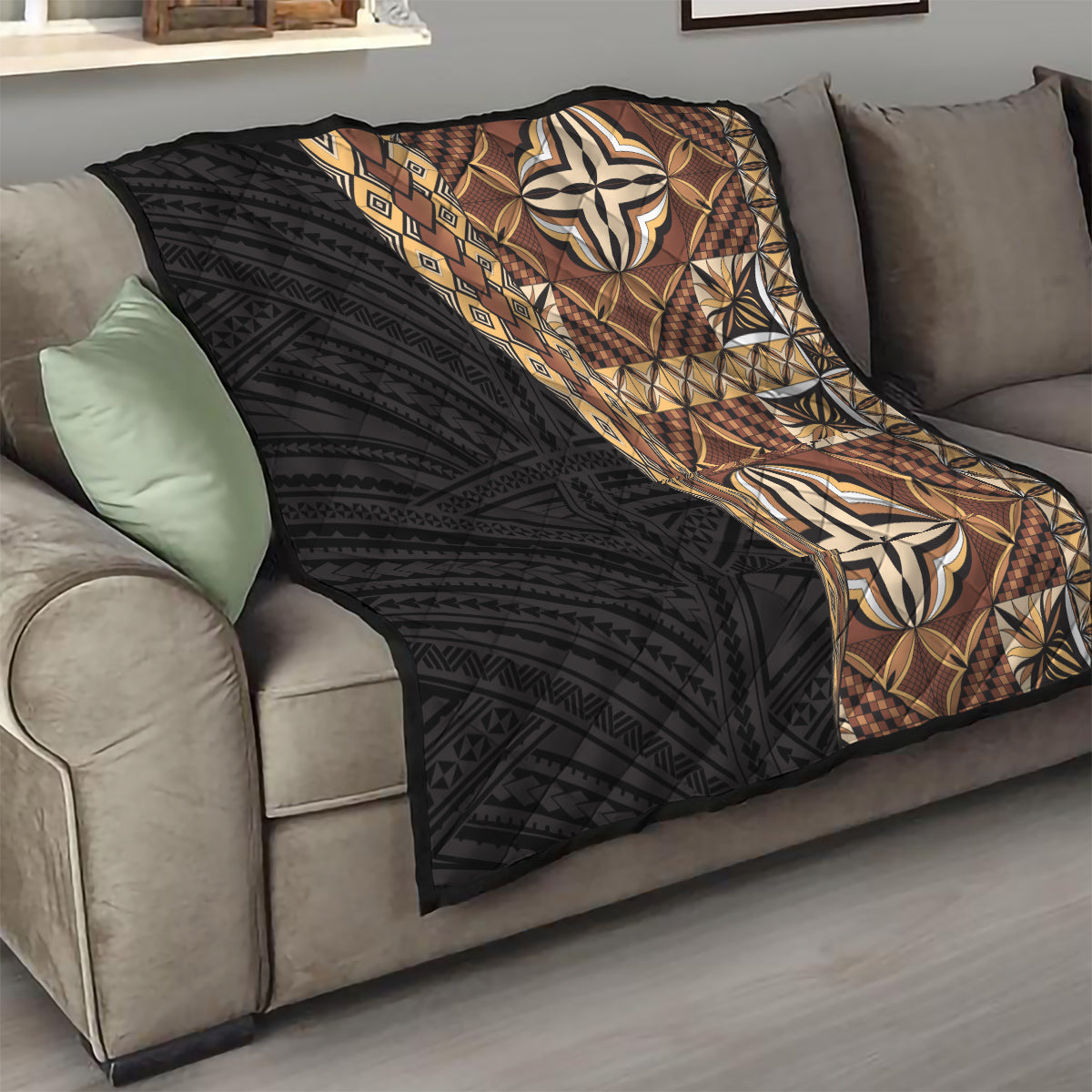Samoan Siapo Quilt Tatau Pattern Half Style Retro Mode LT03 - Polynesian Pride