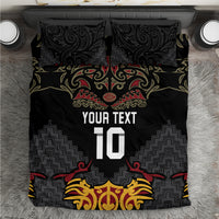 Custom New Zealand Rugby Bedding Set Black Fern Maori Tribal Pattern