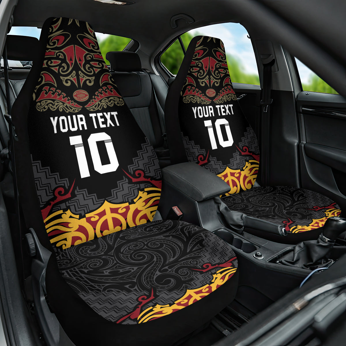 Custom New Zealand Rugby Car Seat Cover Black Fern Maori Tribal Pattern LT03 One Size Black - Polynesian Pride