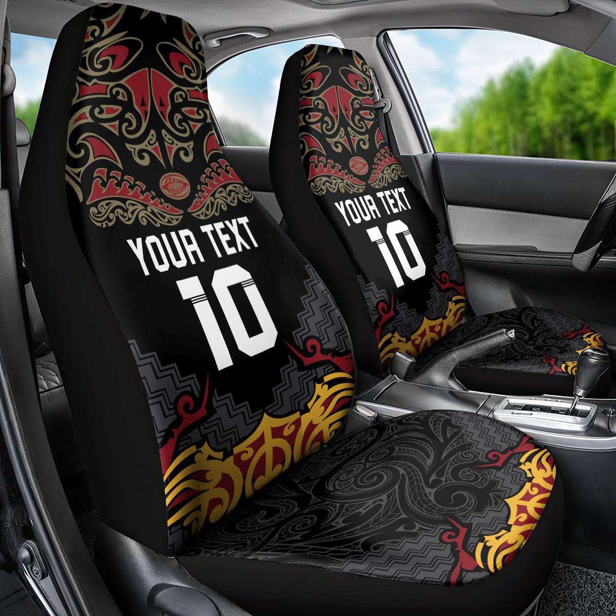 Custom New Zealand Rugby Car Seat Cover Black Fern Maori Tribal Pattern LT03 - Polynesian Pride