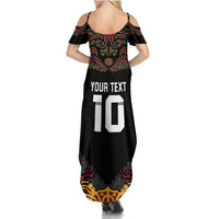Custom New Zealand Rugby Summer Maxi Dress Black Fern Maori Tribal Pattern LT03 - Polynesian Pride