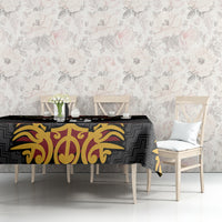 Custom New Zealand Rugby Tablecloth Black Fern Maori Tribal Pattern