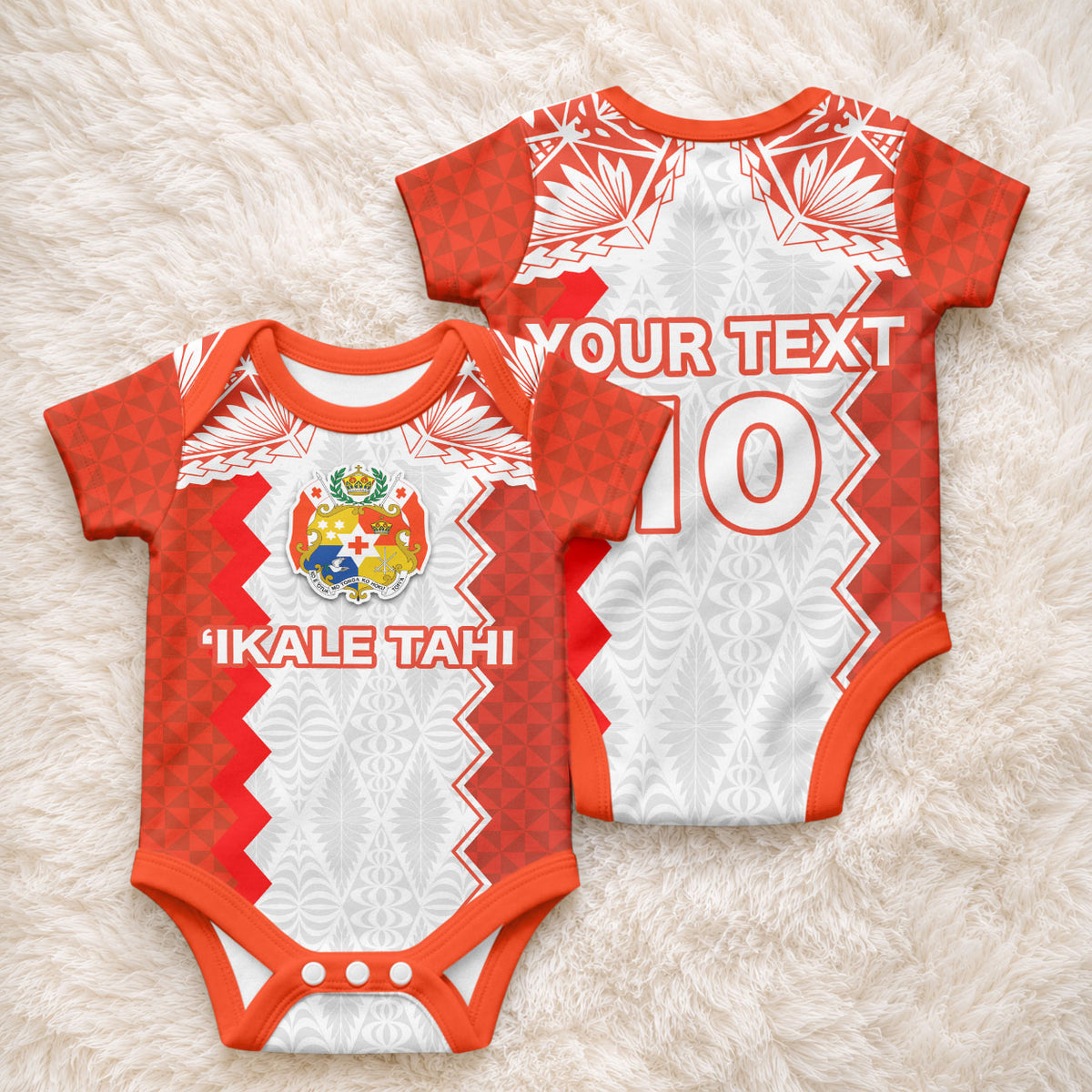 Custom Tonga Rugby Baby Onesie Ikale Tahi Ngatu Tribal Pattern LT03 - Polynesian Pride
