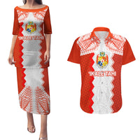 Custom Tonga Rugby Couples Matching Puletasi and Hawaiian Shirt Ikale Tahi Ngatu Tribal Pattern LT03