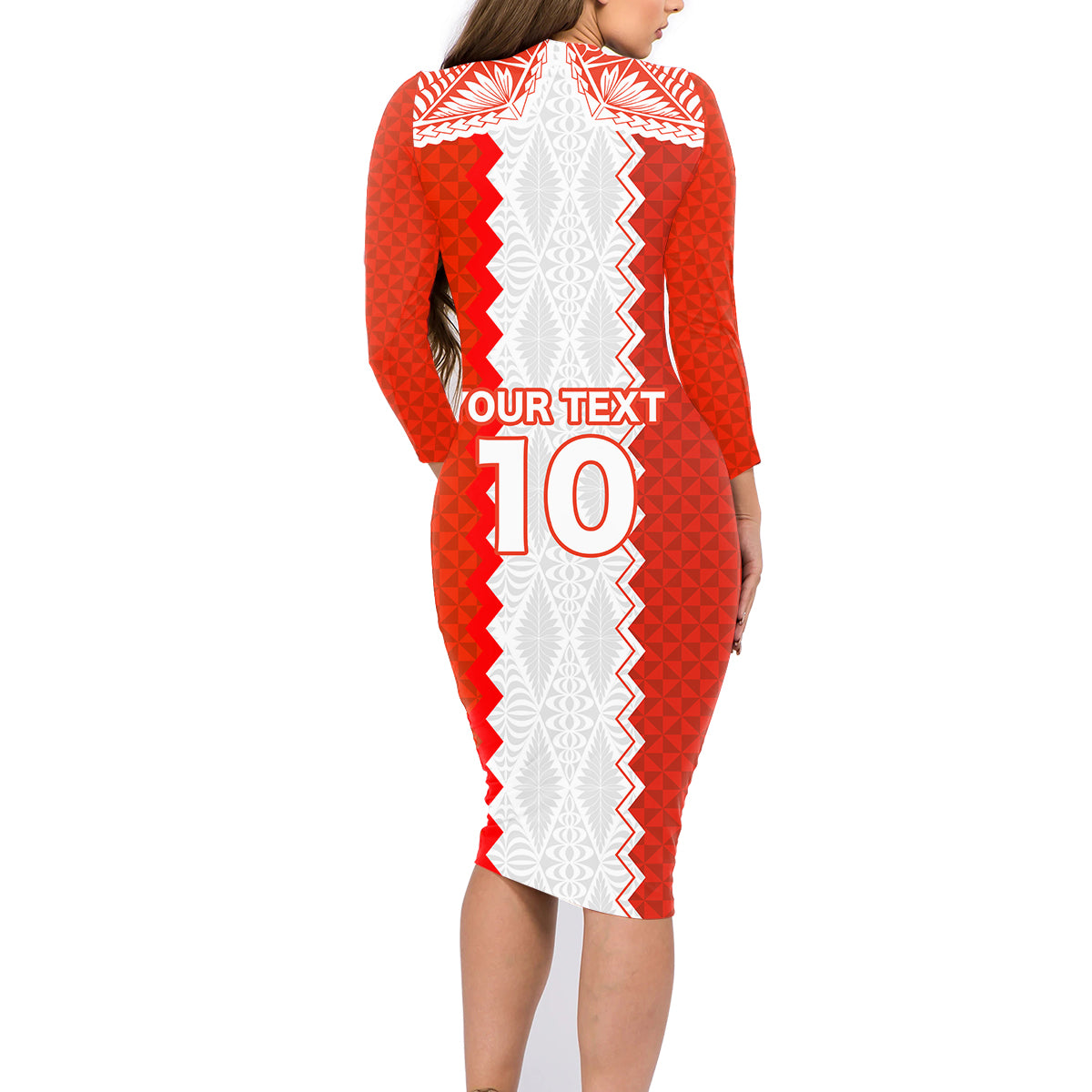 Custom Tonga Rugby Family Matching Long Sleeve Bodycon Dress and Hawaiian Shirt Ikale Tahi Ngatu Tribal Pattern LT03 - Polynesian Pride