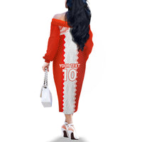 Custom Tonga Rugby Family Matching Off Shoulder Long Sleeve Dress and Hawaiian Shirt Ikale Tahi Ngatu Tribal Pattern LT03 - Polynesian Pride