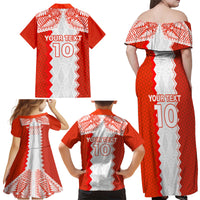 Custom Tonga Rugby Family Matching Off Shoulder Maxi Dress and Hawaiian Shirt Ikale Tahi Ngatu Tribal Pattern LT03 - Polynesian Pride
