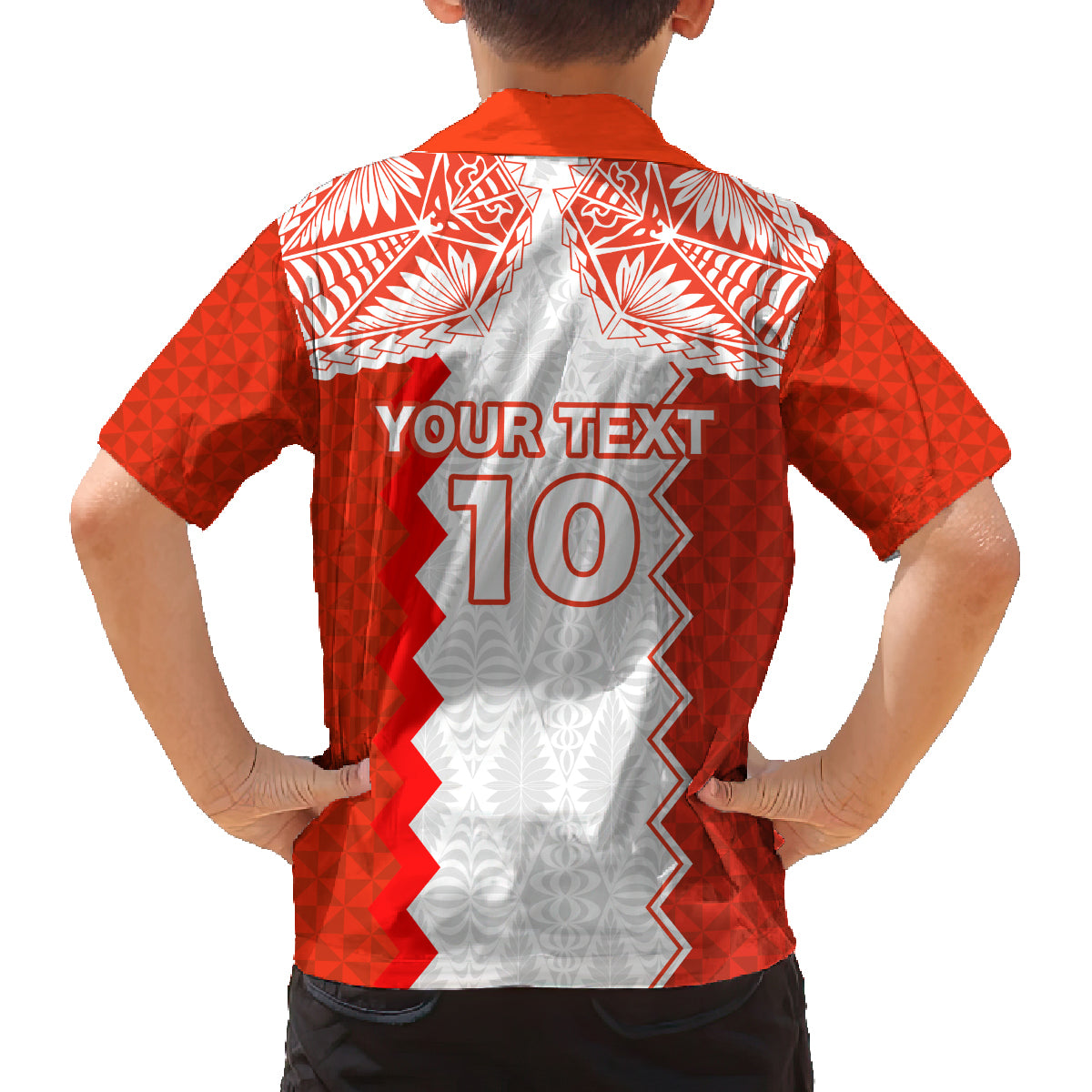 Custom Tonga Rugby Family Matching Off Shoulder Short Dress and Hawaiian Shirt Ikale Tahi Ngatu Tribal Pattern LT03 - Polynesian Pride