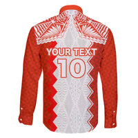 Custom Tonga Rugby Family Matching Off Shoulder Short Dress and Hawaiian Shirt Ikale Tahi Ngatu Tribal Pattern LT03 - Polynesian Pride