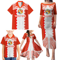 Custom Tonga Rugby Family Matching Puletasi and Hawaiian Shirt Ikale Tahi Ngatu Tribal Pattern LT03 - Polynesian Pride