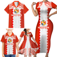Custom Tonga Rugby Family Matching Short Sleeve Bodycon Dress and Hawaiian Shirt Ikale Tahi Ngatu Tribal Pattern LT03 - Polynesian Pride