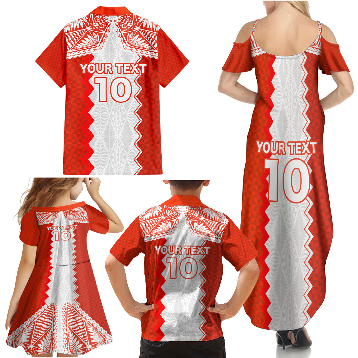Custom Tonga Rugby Family Matching Summer Maxi Dress and Hawaiian Shirt Ikale Tahi Ngatu Tribal Pattern LT03 - Polynesian Pride