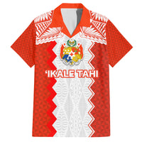 Custom Tonga Rugby Family Matching Summer Maxi Dress and Hawaiian Shirt Ikale Tahi Ngatu Tribal Pattern LT03 Dad's Shirt - Short Sleeve Orange - Polynesian Pride