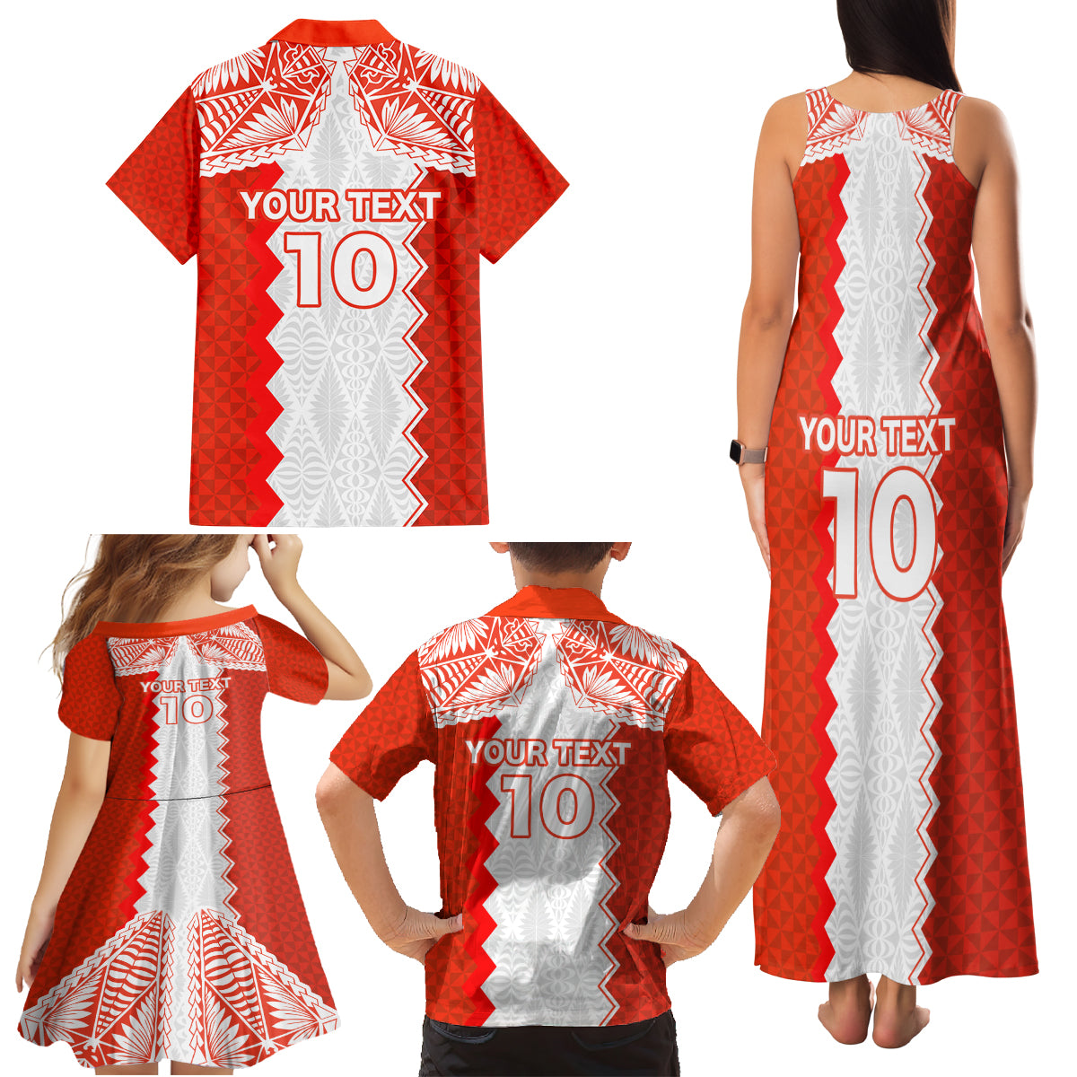 Custom Tonga Rugby Family Matching Tank Maxi Dress and Hawaiian Shirt Ikale Tahi Ngatu Tribal Pattern LT03 - Polynesian Pride
