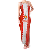 Custom Tonga Rugby Family Matching Tank Maxi Dress and Hawaiian Shirt Ikale Tahi Ngatu Tribal Pattern LT03 Mom's Dress Orange - Polynesian Pride