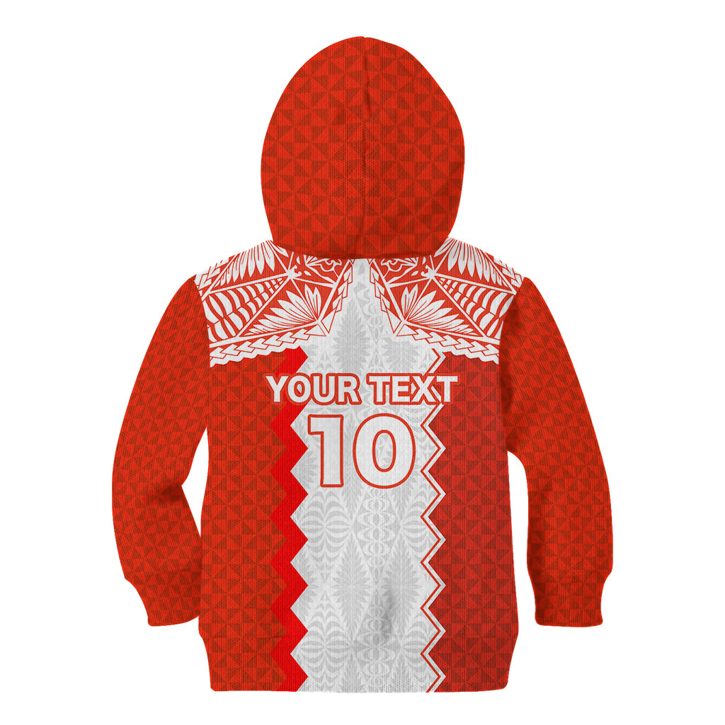 Custom Tonga Rugby Kid Hoodie Ikale Tahi Ngatu Tribal Pattern LT03 - Polynesian Pride