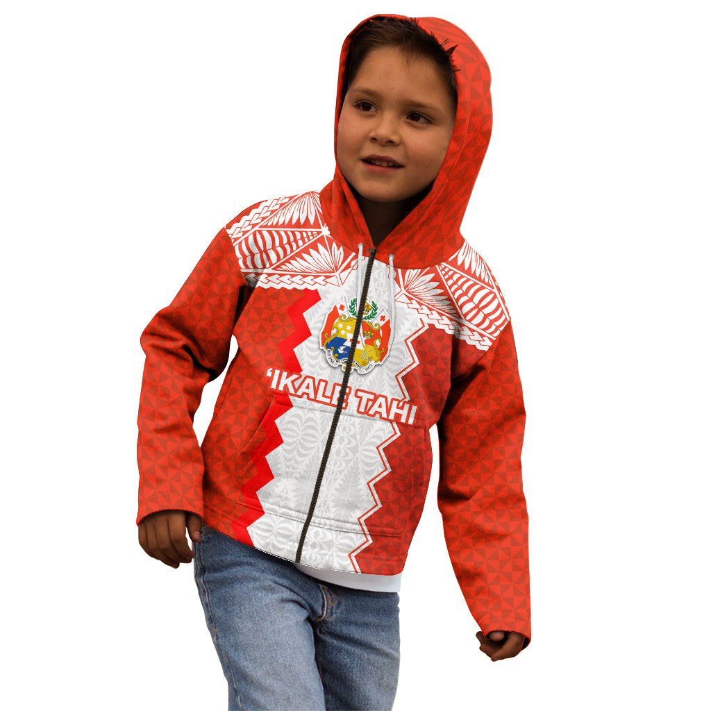Custom Tonga Rugby Kid Hoodie Ikale Tahi Ngatu Tribal Pattern LT03 - Polynesian Pride