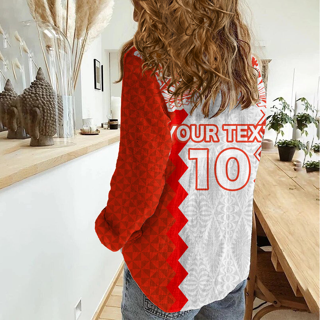 Custom Tonga Rugby Women Casual Shirt Ikale Tahi Ngatu Tribal Pattern LT03 - Polynesian Pride